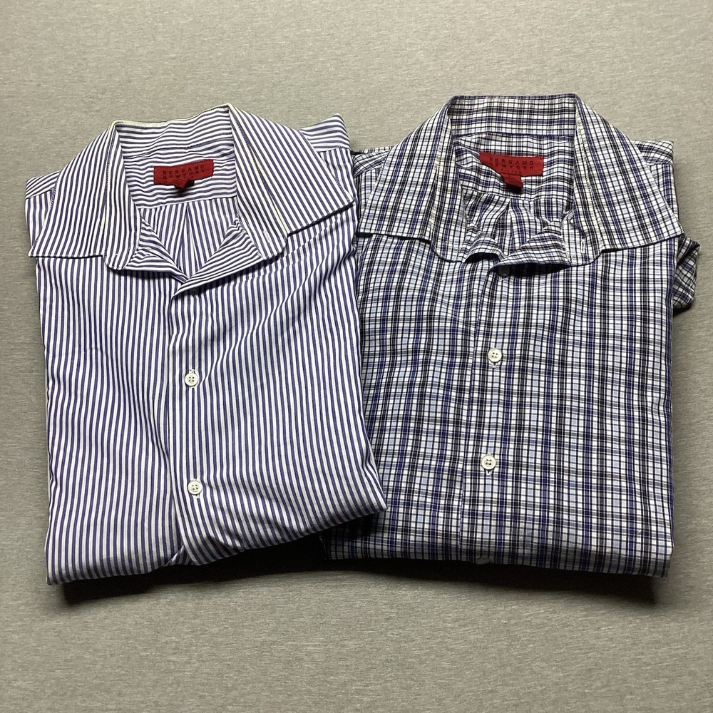 Bergamo New York Men's Long Sleeve Dress Shirts Bundle Size L 16-6.5 34/35 Plaid